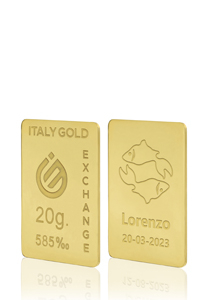 Lingotto Oro segno zodiacale Pesci 14 Kt da 20 gr. - Idea Regalo Segni Zodiacali - IGE Gold